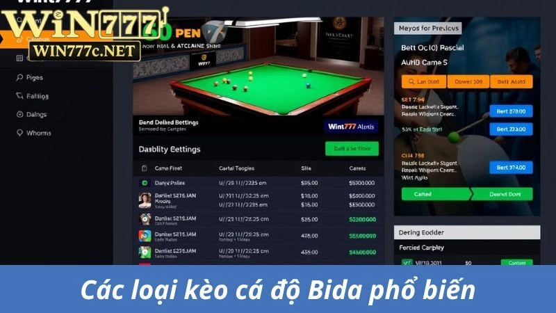 Đa dạng các loại kèo cược Bida hiện nay